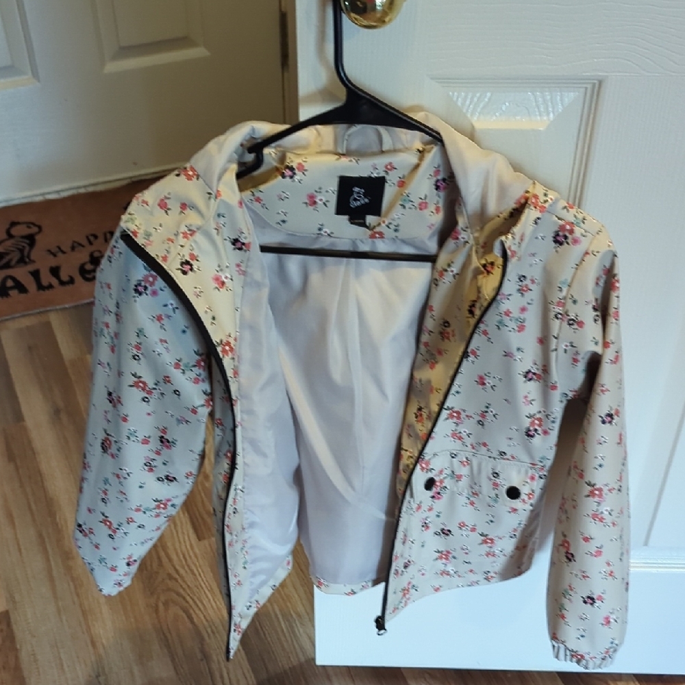 Art Class Floral Utility Jacket - Cream and Red